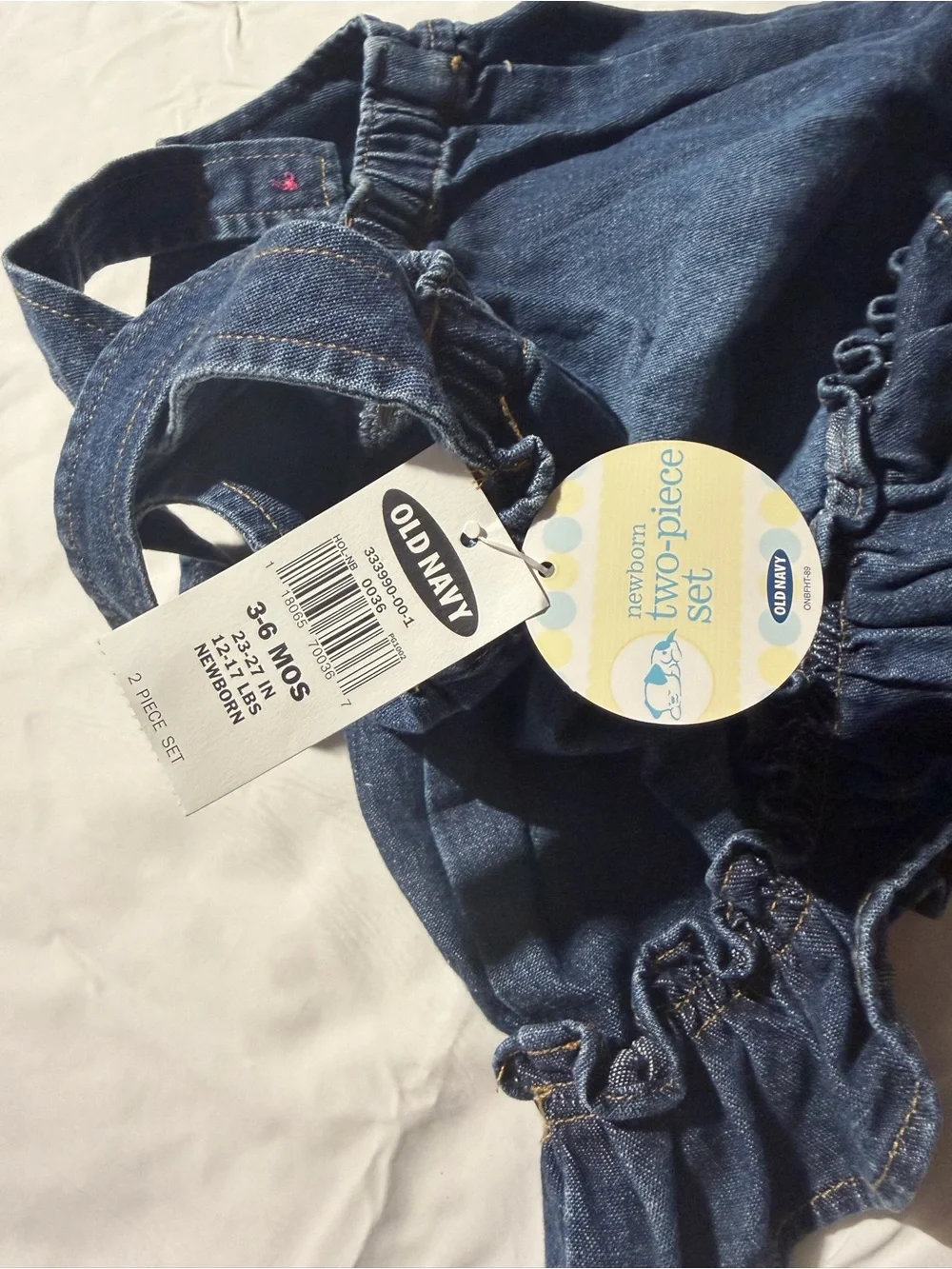 Old Navy Baby Girls Denim Ruffle Top & Bloomer 2-Piece Set | 3–6 Months | NWT